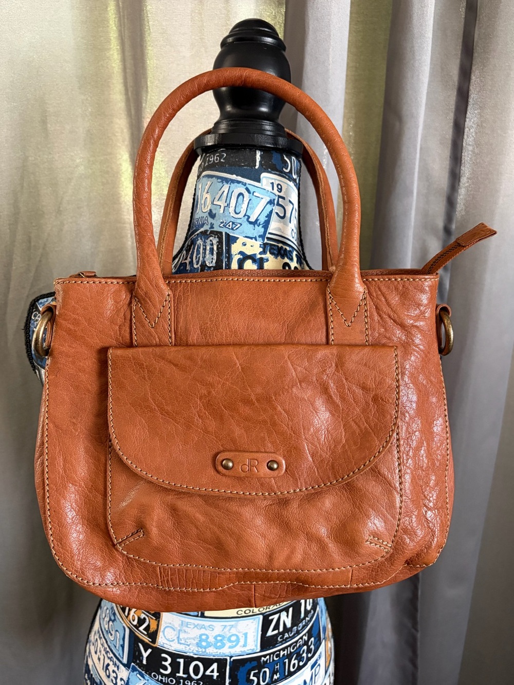 dR Amsterdam Leather Shoulder Handbag Purse Brown HJ de Rooy Handcrafted Vintage